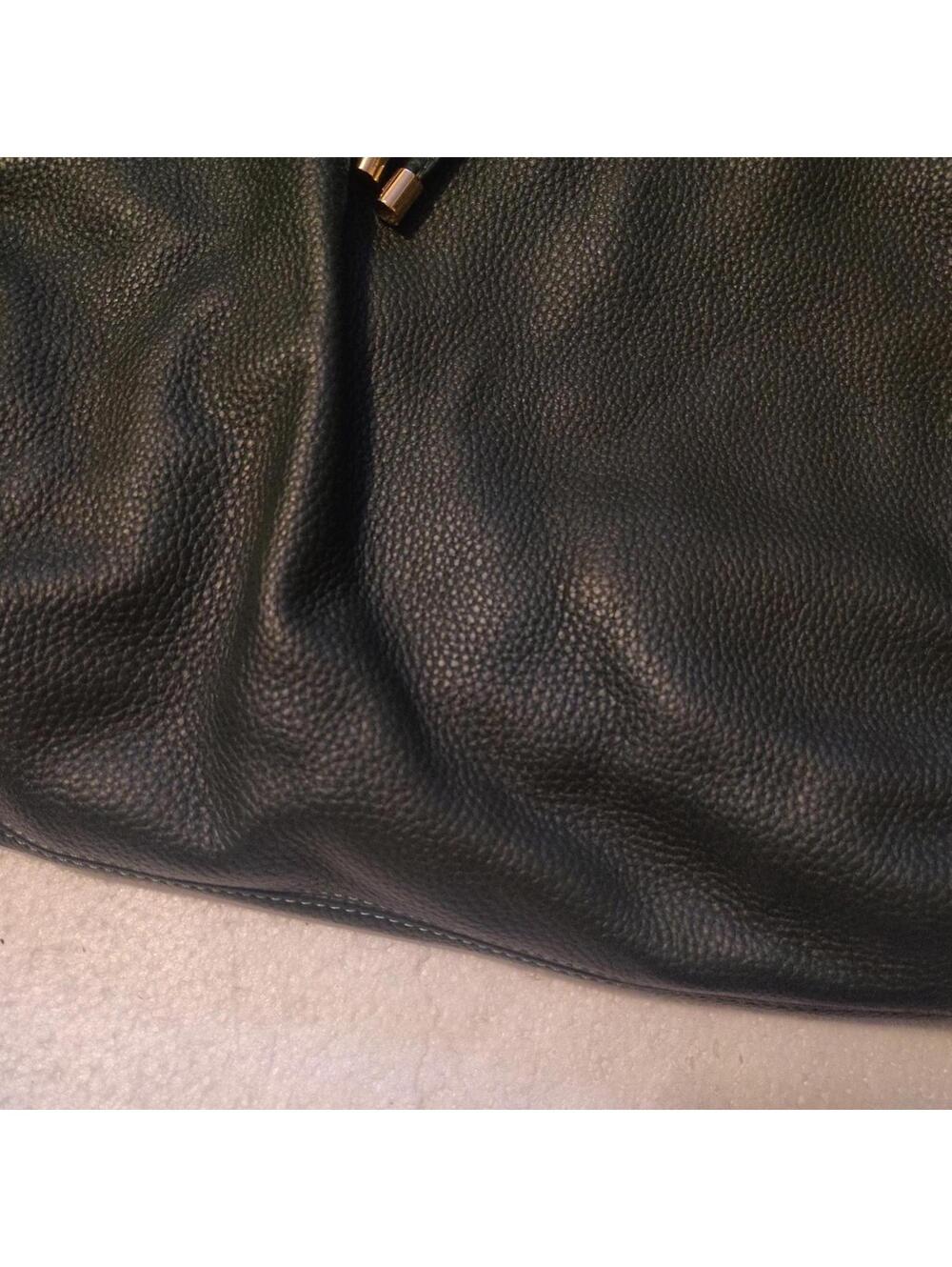 Laggo Green Leather Pebbled Tote Shoulder Bag Gold Hardware - Picture 5 of 13